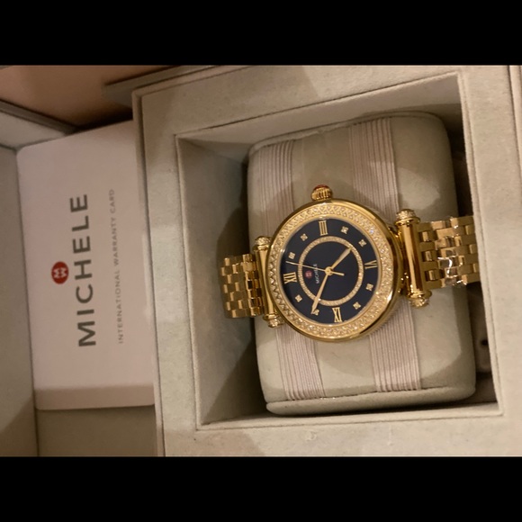 Michele Caber Mid Diamond watch Gold/Blue - Picture 6 of 14